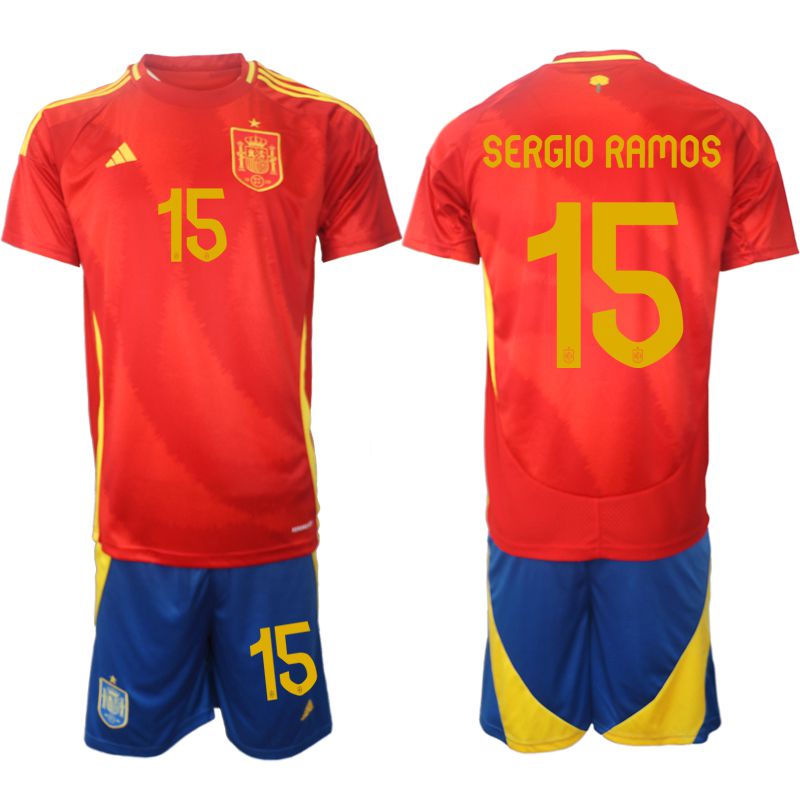 Men 2024-2025 Season Spain home red #15 Soccer Jersey